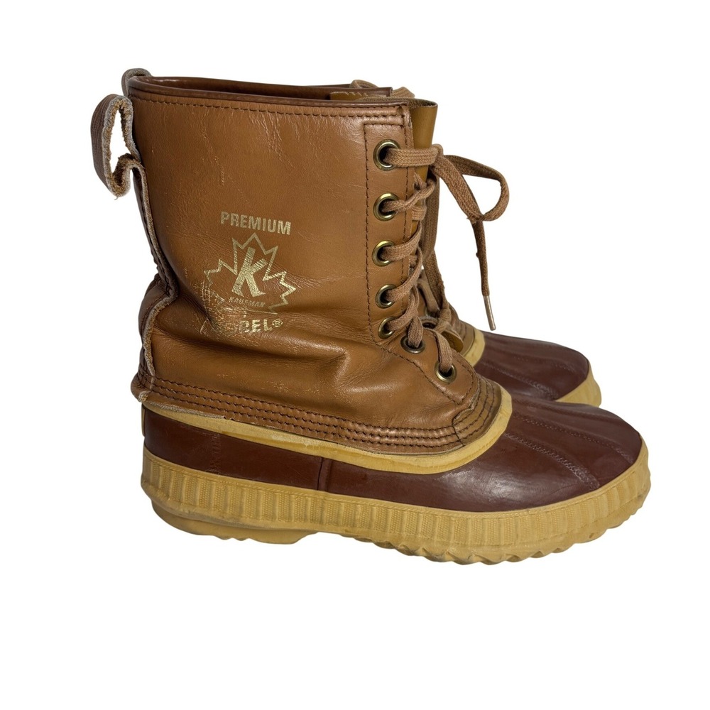 Sorel Kaufman Premium Mens 9 Vintage Duck Boots Brown Leather Made in Canada